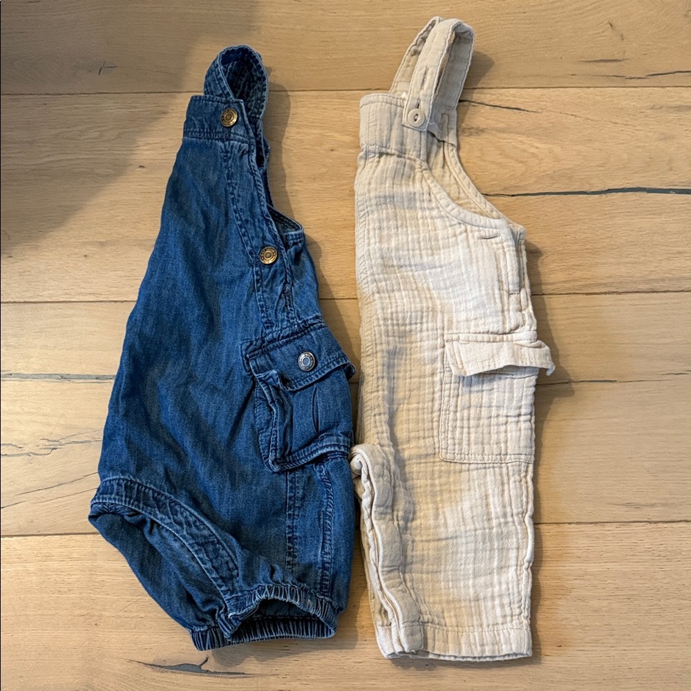 GAP Baby Denim and Cotton Khaki Overalls
